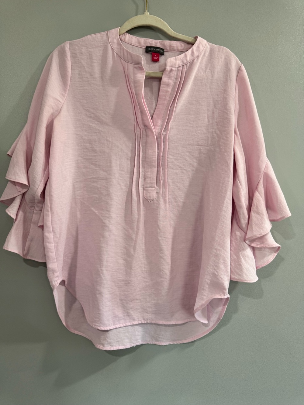Vince Camuto Light Pink Ruffle Sleeve Tunic Blouse